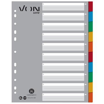 VON 12990000 - Leitz Register Blanko, A4 Überbreite, 10 Taben, 100 % Recyclingkarton