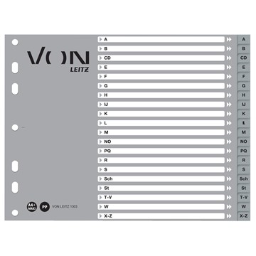 VON 13030085 - Leitz Register A-Z, A4 Überbreite mit halber Höhe, PP