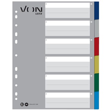 VON 13050000 - Leitz Register Blanko, A4 Überbreite, 6 Taben, PP