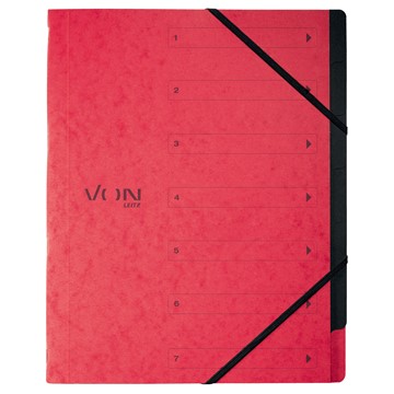 VON 30140025 - Leitz Ordnungsmappe A4 mit 6 Fächern, Karton, rot