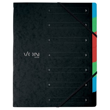 VON 30140095 - Leitz Ordnungsmappe A4 mit 6 Fächern, Karton, schwarz