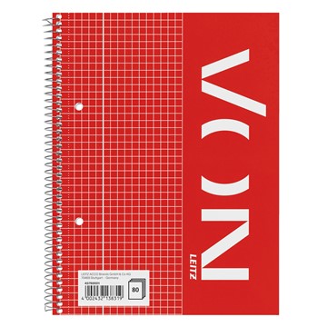 VON 45760001 - Leitz Collegeblock A5 kariert, 80 Blatt, rot