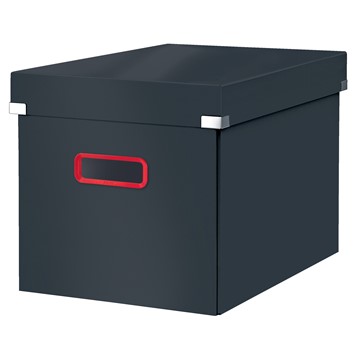 Leitz 53470089 - Click & Store Cosy Aufbewahrungs- und Transportbox Cube Groß (Für A4), Samtgrau