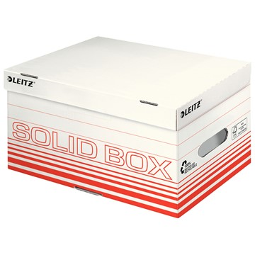 Leitz 61170020 - Solid Box Aufbewahrungs- und Transport-Schachtel mit Klappdeckel, Größe S, Hellrot, 10 Stück