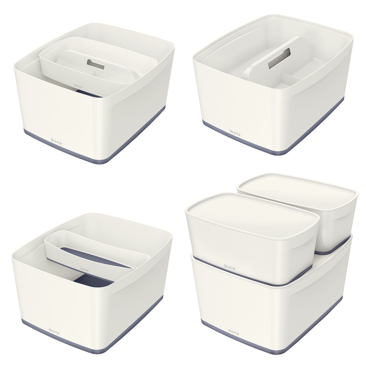 Leitz MyBox® Aufbewahrungsbox Mittel mit Deckel, Weiß (5216-10-01)