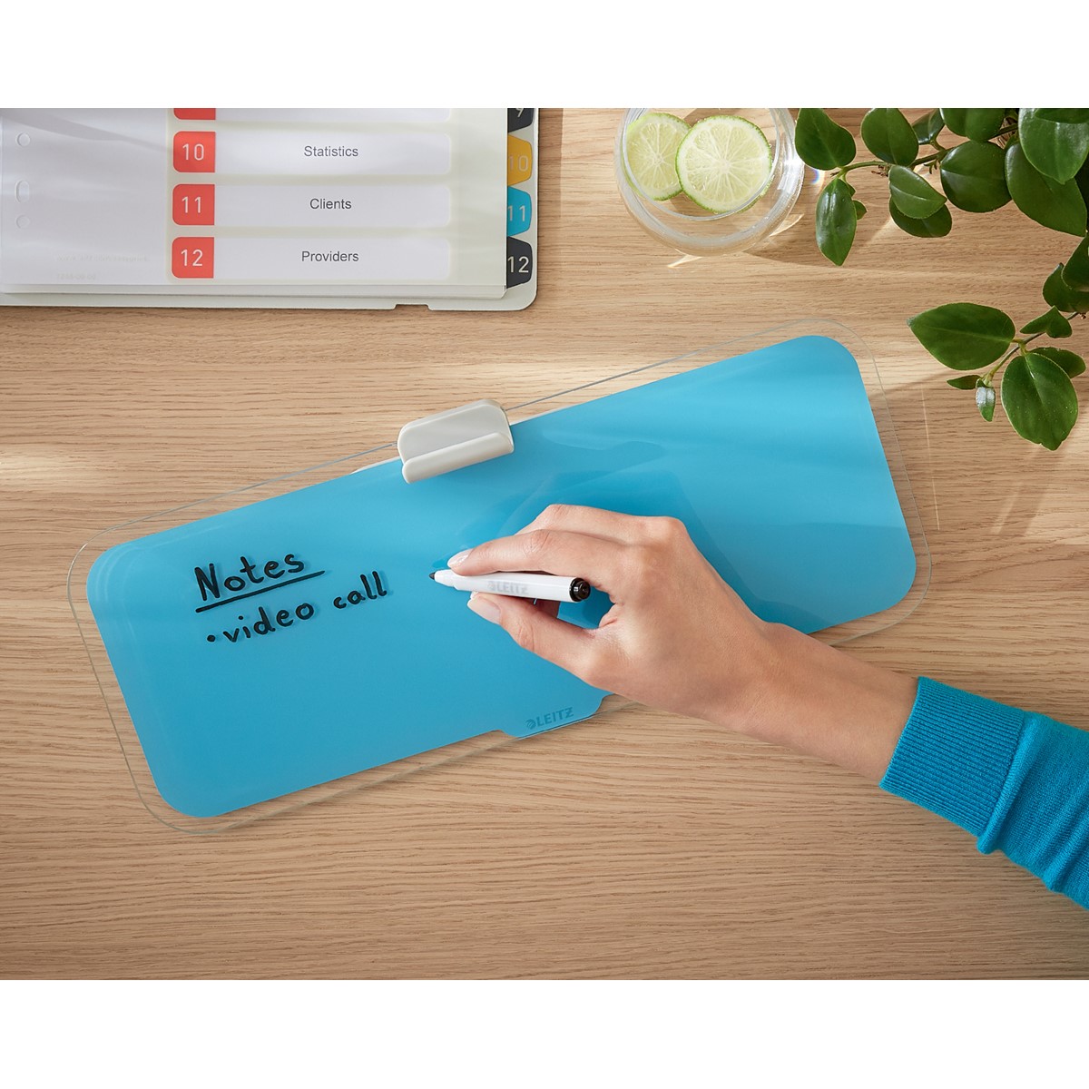 Leitz Cosy DesktopMemoboard mit Glasoberfläche, Blau (52690061)