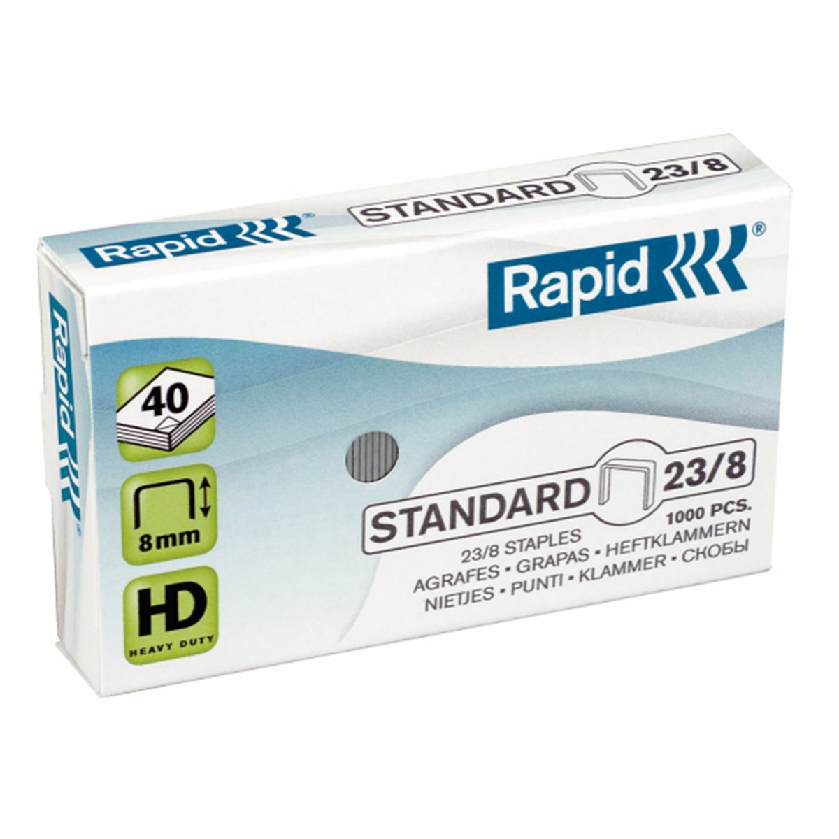 Rapid Agrafes 23/8mm - Boîte De 1000 Pièces - Galvanisées - Pour Agrafeuse Standard - Capacité 10-40 Feuilles